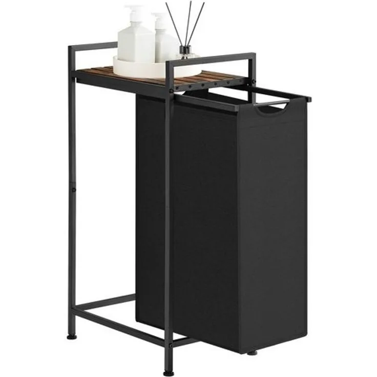 Vasagle Wäschekorb, Wäschesammler mit Ablage, Wäschebox, Wäschesack aus Oxford-Gewebe ausziehbar abnehmbar, Metallrahmen