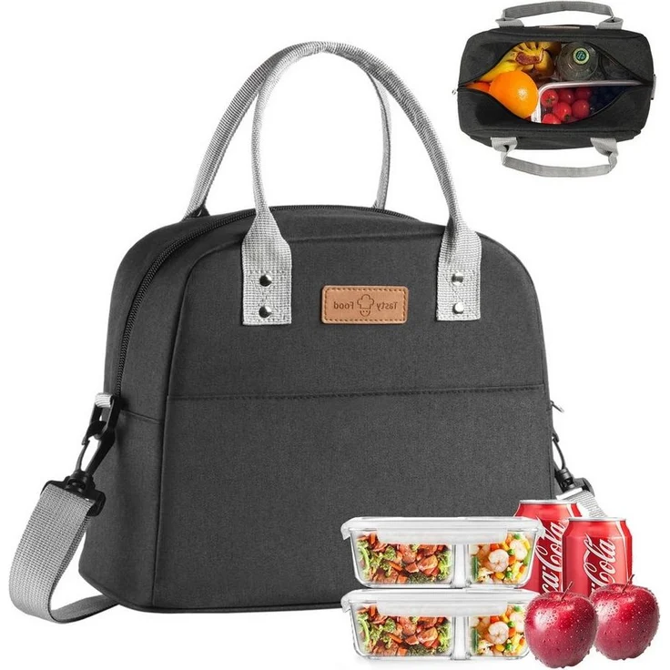 BlingBin Thermobehälter kühltasche, Lunchtasche Isolierte Lunchbox Bag, kationisches Oxford-Gewebe, verdickte Aluminiumfolie, (1er Set, 1-tlg, 1 x Lunchtasche 29x23x16cm), Tragbar wasserdichtes Lunchtasche für Arbeit Schule Büro Picknick – Bild 5