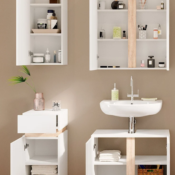 Badmöbel-Set Gloria Weiß 4-teilig Vicco – Bild 5