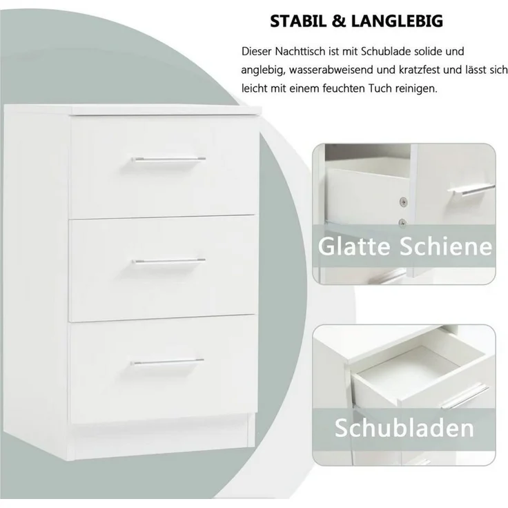 Thanaddo Nachttisch Nachttische, Nachtkommode mit Schubladen für Schlafzimmer – Bild 2