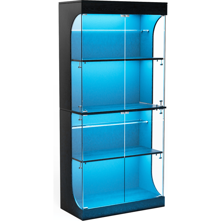 Glasvitrine 80 x 35 x 165 cm mit LED-Beleuchtung, Glastüren und Ladestation – Bild 6