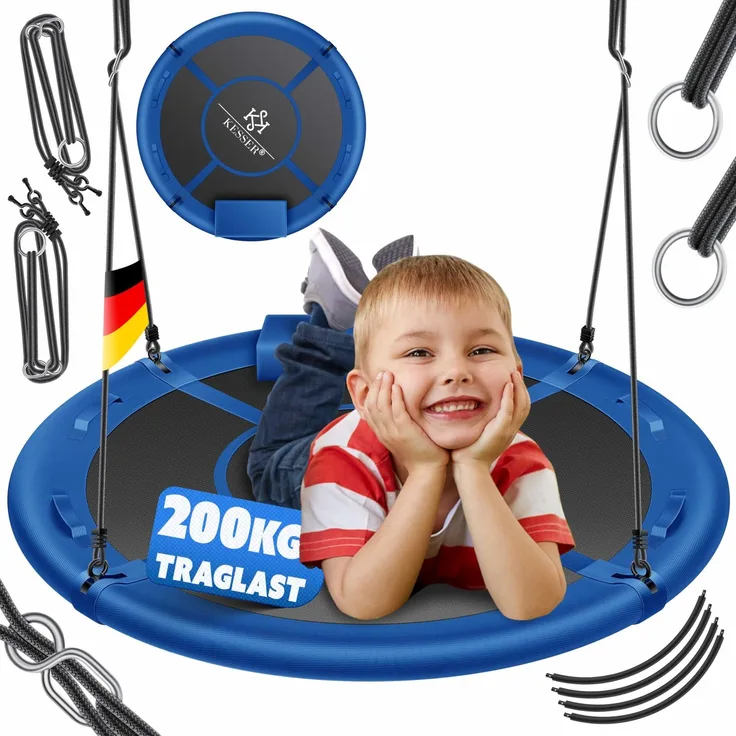 KESSER® Nestschaukel, verstellbar, Indoor - Outdoor-Schaukel für Kinder & Erwachsene, 60cm, Blau