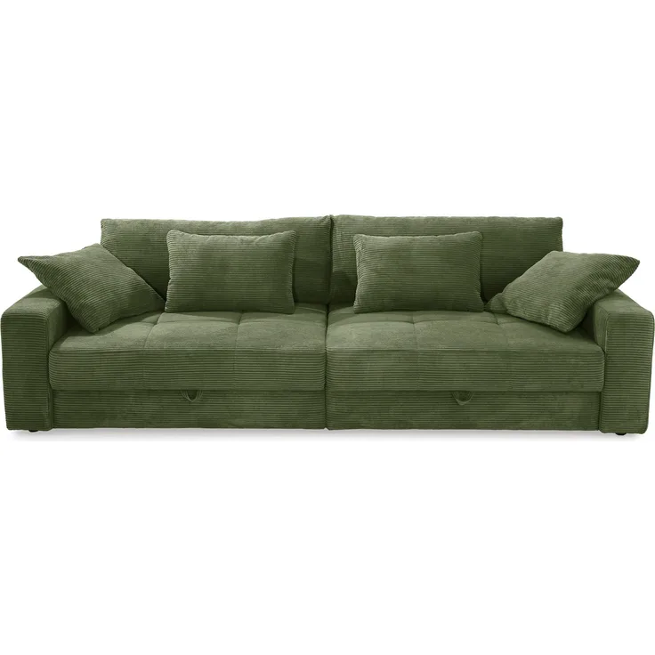 Big-Sofa 284 cm breit Wellenunterfederung Lounge-Couch Stauraum Cord Grün