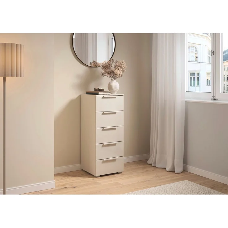 rauch Schubkastenkommode Highboard Sideboard Kommode MONTCLAR Frontauswahl Dekor/Hochglanz/Glas (in 2 Breiten: 40 oder 80 cm / Höhe 100 cm, inkl. Soft-Close-Funktion), mit 5 geräumigen Schubladen, viele Griffvarianten MADE IN GERMANY – Bild 2