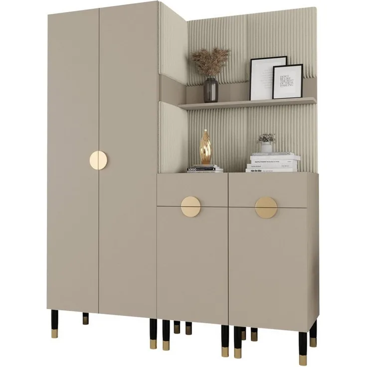 ABIKS MÖBEL Kompaktgarderobe PALERMO Set 7 Garderobe mit gepolsterten Paneelen, Industriell Design