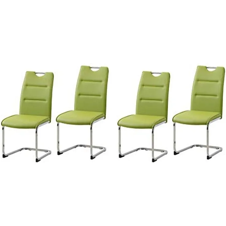 HTI-Line Esszimmerstuhl Schwingstuhl 4er Set PU grün DannyC (Set, 4 St), Freischwinger Esszimmerstuhl Kunstleder