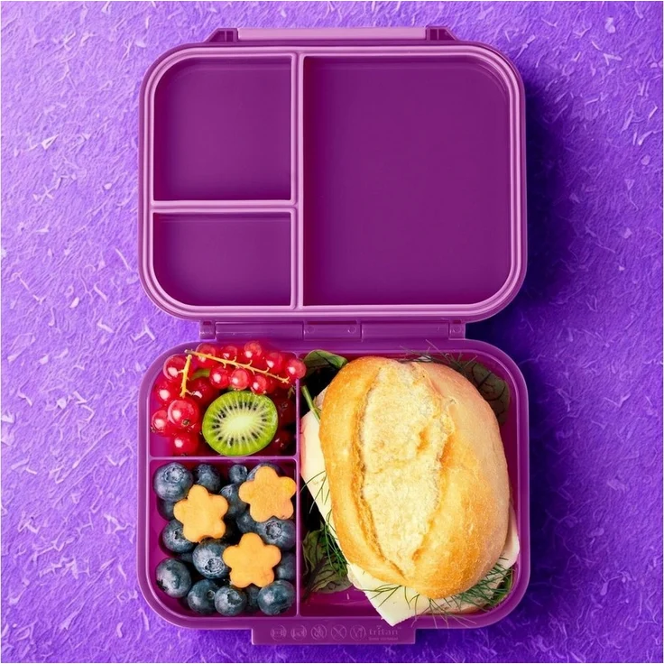 LEKKABOX Lunchbox Mini Kinder Bentobox, 3 Fächer - Brotdose Vesperdose Brotbüchse, Für feuchte Lebensmittel auslaufsicher, inkl. extra Trenner – Bild 3