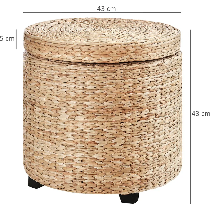 Runder Boho-Sitzsack mit Stauraum und Naturbezug, Couchtisch Ø 43 x 43 cm, Khaki – Bild 5