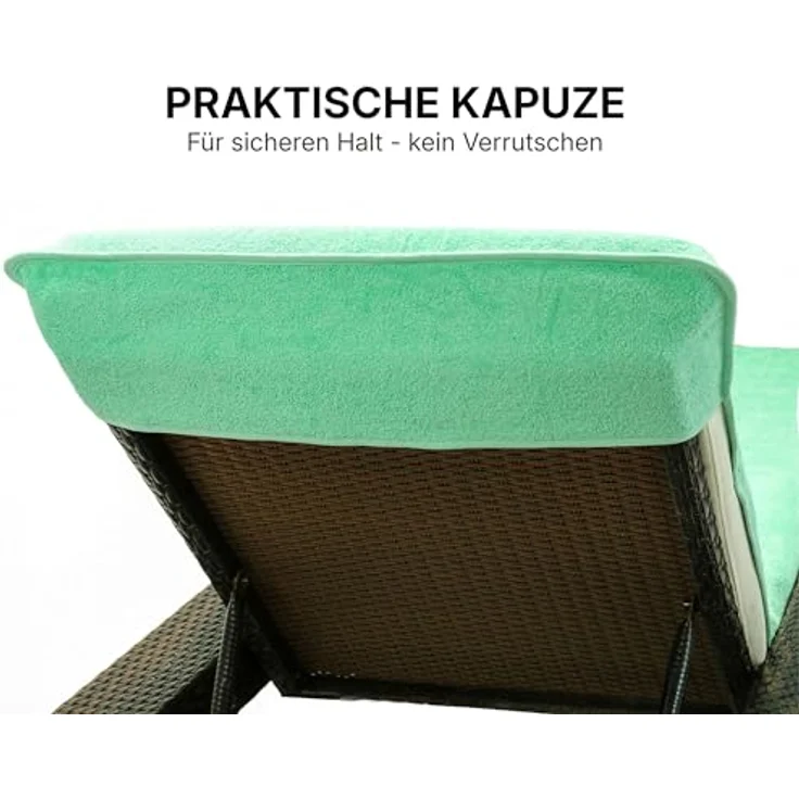 Brandsseller Schonbezug für Gartenliege, Strandliegenauflage, Frottee Schonbezug, 100% Baumwolle - ca. 75x200 cm - Mint/Grün – Bild 4