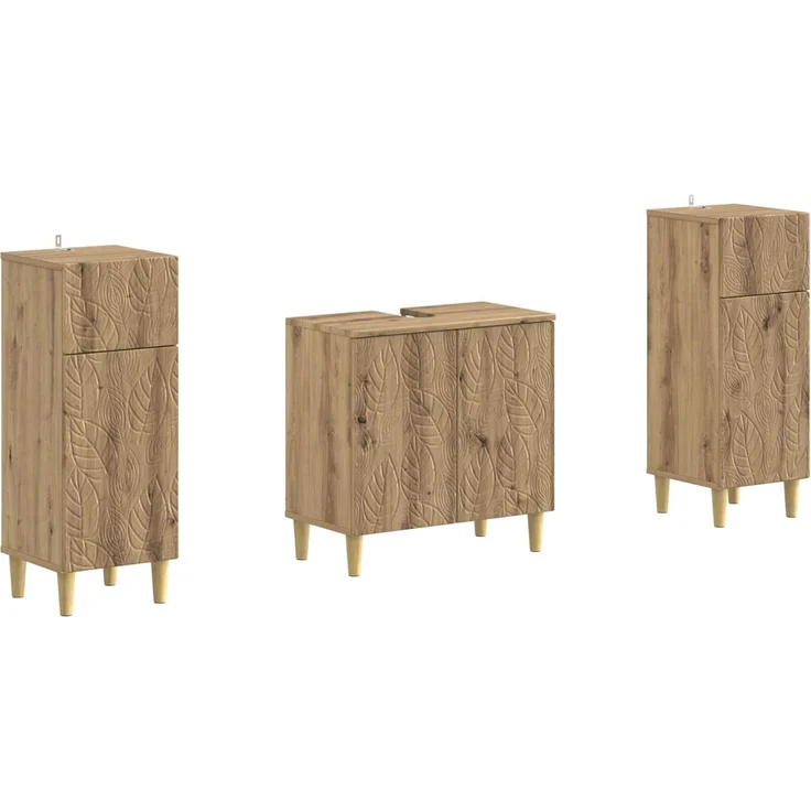 vidaXL 3-teiliges Badezimmer-Schranksystem DELFT 3 stk. Artisan-Eiche 3418034 – Bild 2