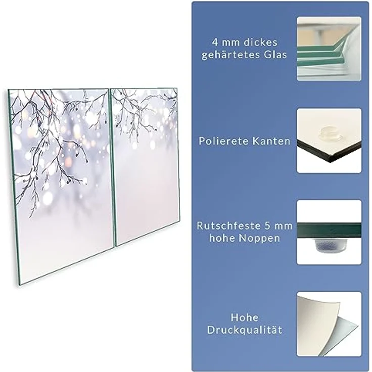 Herdabdeckplatte Abdeckung Ceranfeld Abdeckplatte Schneidebrett 2-Teilig 80x52 Natur Beige Spritzschutz Glasplatte Ceranfeldabdeckung Schutz Herdschutz Sicherheitsglas Glasschneidebrett 2x40x52 – Bild 8