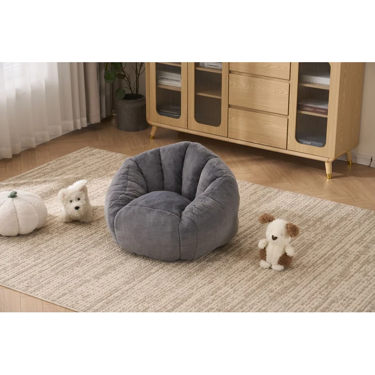 1-Sitzer Sitzsack aus Polyester in Grau, weich gepolstert und kindgerecht geformt,H 52 x T 75 x B 70 cm – Bild 2
