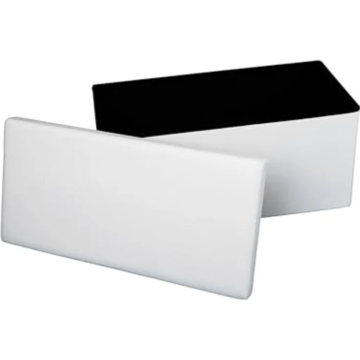 ECHTWERK Sitzbank Faltbare Polsterbank aus hochwertigem Kunstleder, Sitzhocker mit Aufbewahrungsfunktion, Für Wohnzimmer/Schlafzimmer, Bis 300 kg belastbar, Weiß, 76 x 38 x 38 cm – Bild 7