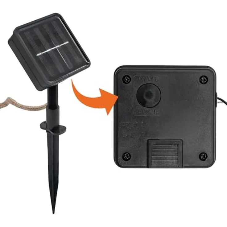 Spetebo Lichterkette Vintage LED Solar Lichterkette, 16-flammig, Garten Deko Beleuchtung mit transparenten Lampen an Naturkordel – Bild 4