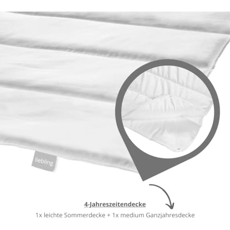 liebling Bettdecke + Kopfkissen Bettwaren-Set, Füllung: 100% Polyester, Bezug: 100% Polyester (Mikrofaser), für Allergiker geeignet, hautschonend, pflegeleicht, langlebig – Bild 3