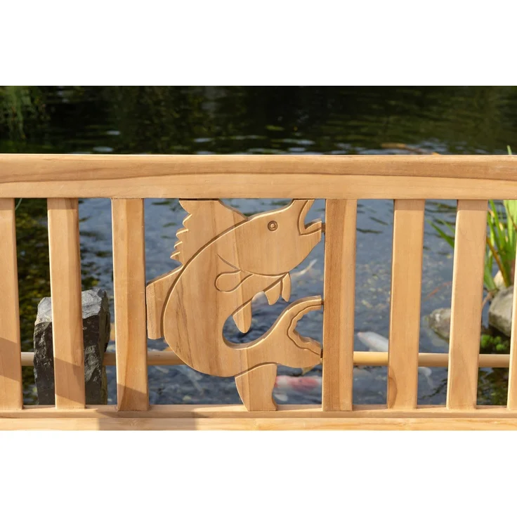 Teakholz Gartenbank Fisch 120 cm – Bild 9