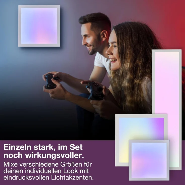 OSRAM SMART + WIFI PLANON MAGIC LED Panelleuchte, weiß, 36W, 3600lm, Weißlichtfunktion, dimmbar, dynamischer Magic-RGB Lichteffekt, lange Lebensdauer, App-steuerbar, einfache Montage, 2700-6500K – Bild 4