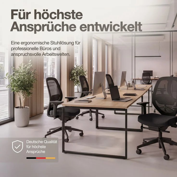 ASSMANN Ergonomischer Bürostuhl Atessa mit Netzrücken Schwarz 63x53x100cm Textil – Bild 7