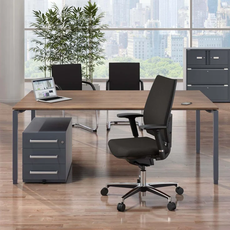 Bisley Cito Konferenztisch höhenverstellbar 240x120 cm, Tischplatte in Buche, U-Gestell in Weiß - Besprechungstisch & Meetingtisch, großer Chef Schreibtisch XXL-Tisch, DUH2412-BC-396 – Bild 10
