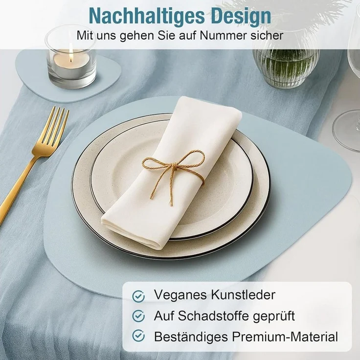 Youyijia Platzset 6er Set Tischset aus Leder-Imitat, Starke rutschfeste – Bild 1