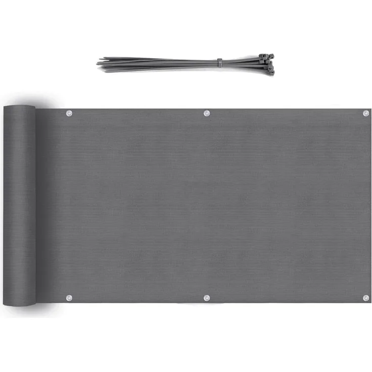 Sekey Balkon Sichtschutz HDPE 220g/m² | Wetterfest & Schnelltrocknend | Lichtdurchlässig & Blickdicht | 90x600 cm, Anthrazit