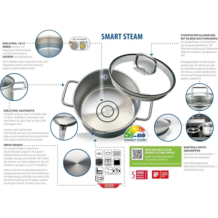 ELO Topfset Steam 4 teilig Edelstahl – Bild 2