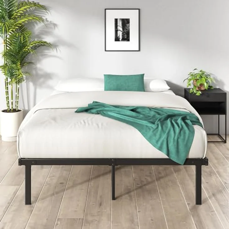 Zinus Caleb Bett 140x200 cm - Höhe 36 cm mit Stauraum unter dem Bett - Metall-Plattformbettrahmen - Klappbarer Bettrahmen - Schwarz – Bild 4