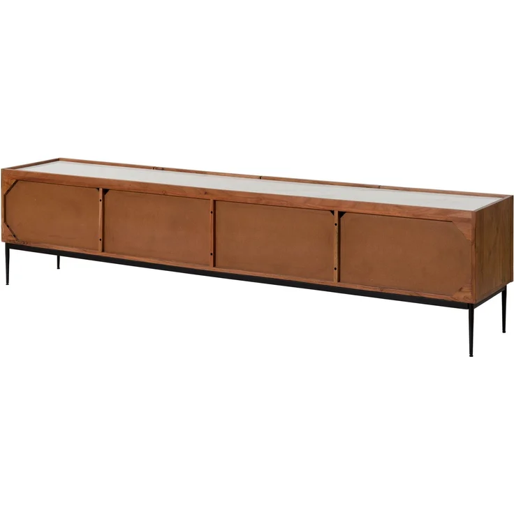 TV-Board Akazie 220 x 40 x 50 natur lackiert / Marmor weiß KARLSTAD #06 – Bild 10