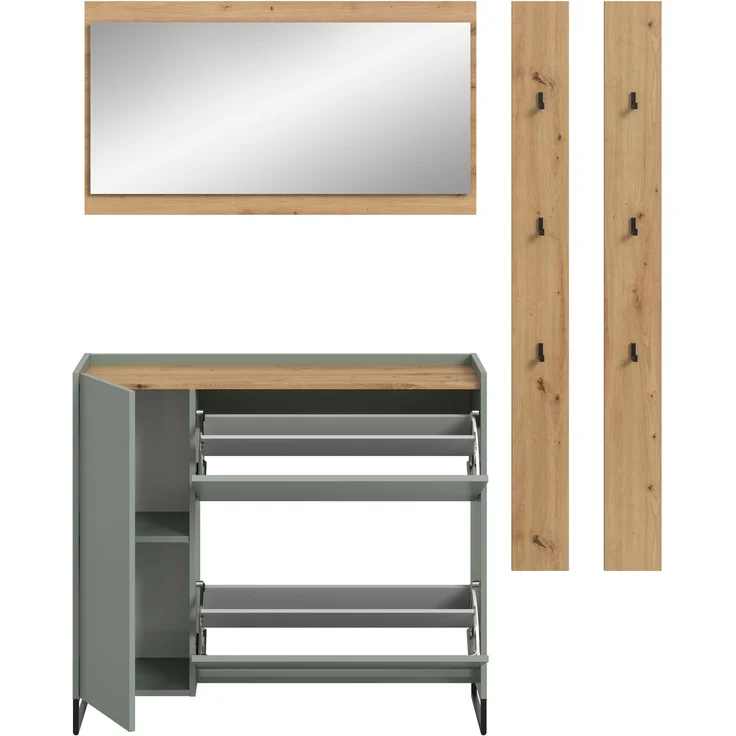 Garderobenkombination B/H/T: 192x172x32 cm in Salbei Nachbildung und Artisan Oak Nachbildung – Bild 3