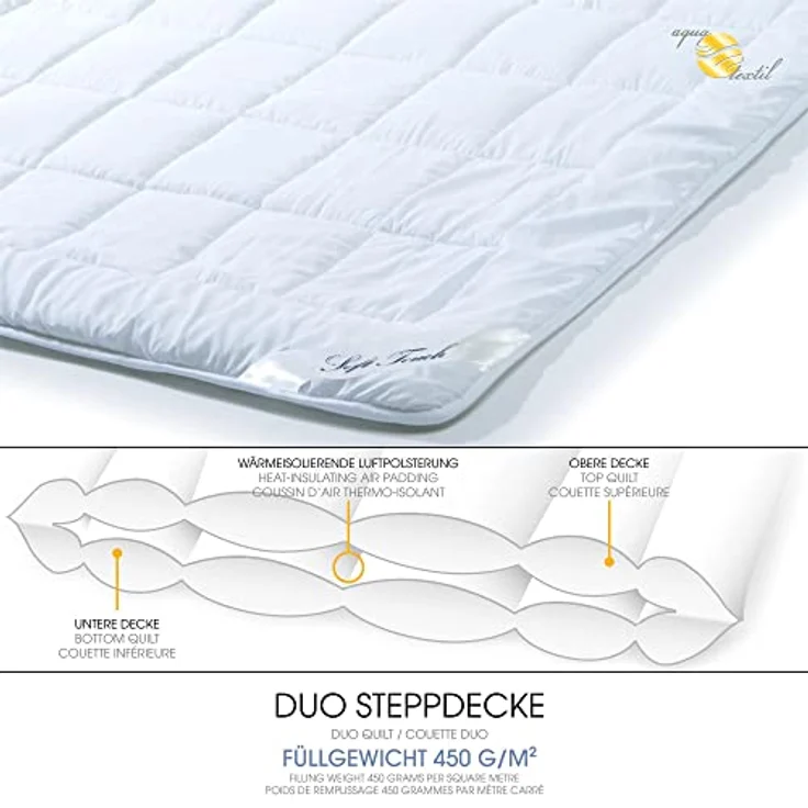 aqua-textil Bettdecke, Kopfkissen + Topper Soft Touch Mikrofaser Duo Winter Steppdecke 200x220cm – Bild 3