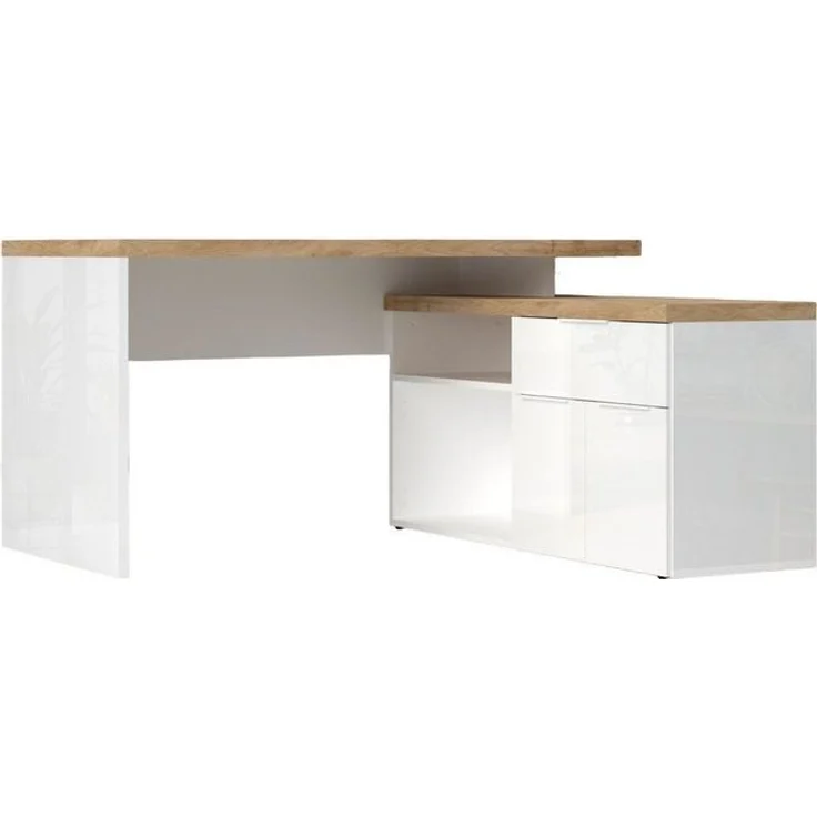 Home affaire Eckschreibtisch Easy, Computertisch – 38 mm Platte, perfekt fürs Büro & Homeoffice, Breite/Tiefe 138/132 cm, Schubkasten mit Selbsteinzug u. Dämpfung – Bild 2