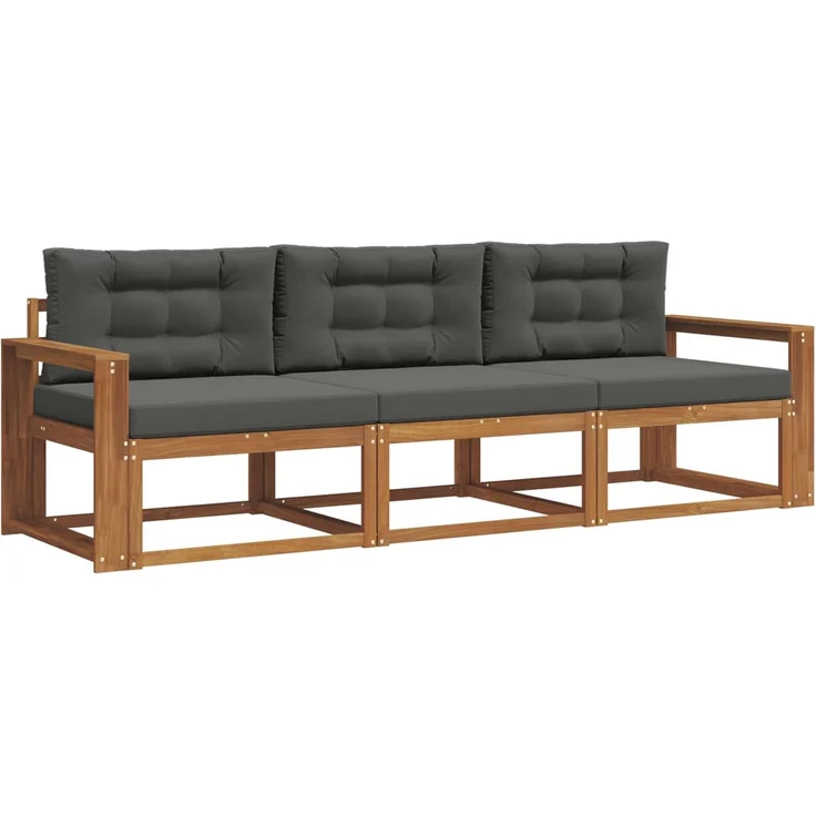 vidaXL Outdoor-Sofagarnitur 3 stk. 3-Sitzer Natur und Anthrazit 3367130 – Bild 2