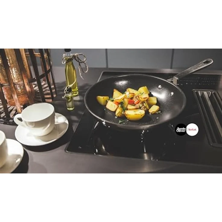 Tefal E30 Jamie Oliver Edelstahl Wok 28 cm, Antihaftbeschichtet, Induktionsfähig, Thermo-Signal, Backofenfest bis 175°C, Hitzebeständig bis 260°C, Genieteter Edelstahlgriff mit Silikon – Bild 6