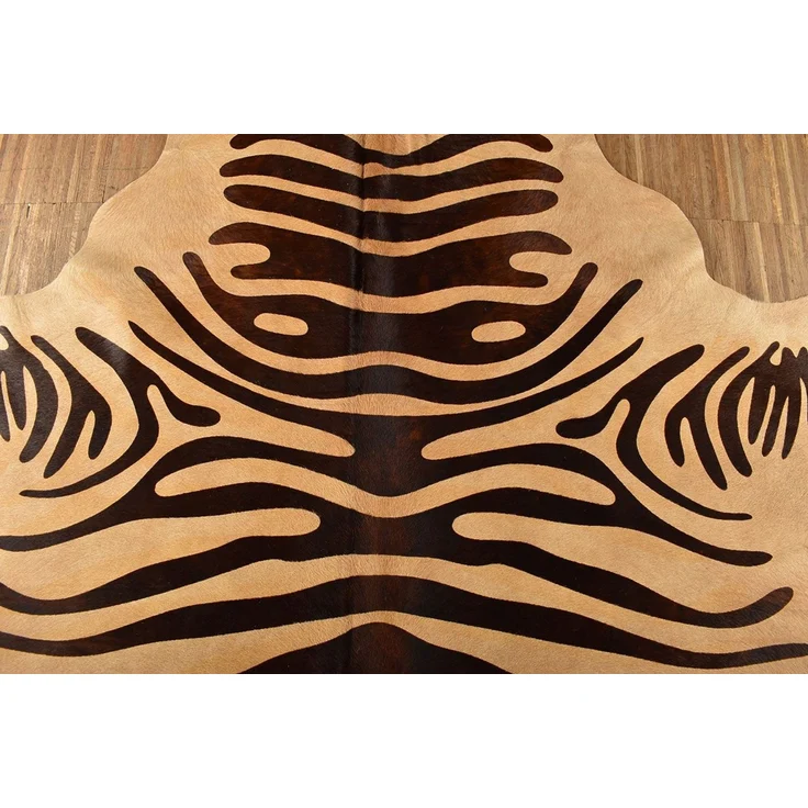 KUHFELL online & NOMAD Fellteppich Kuhfell creme weiß mit Zebra Print Rinder Fell Teppich – Bild 4