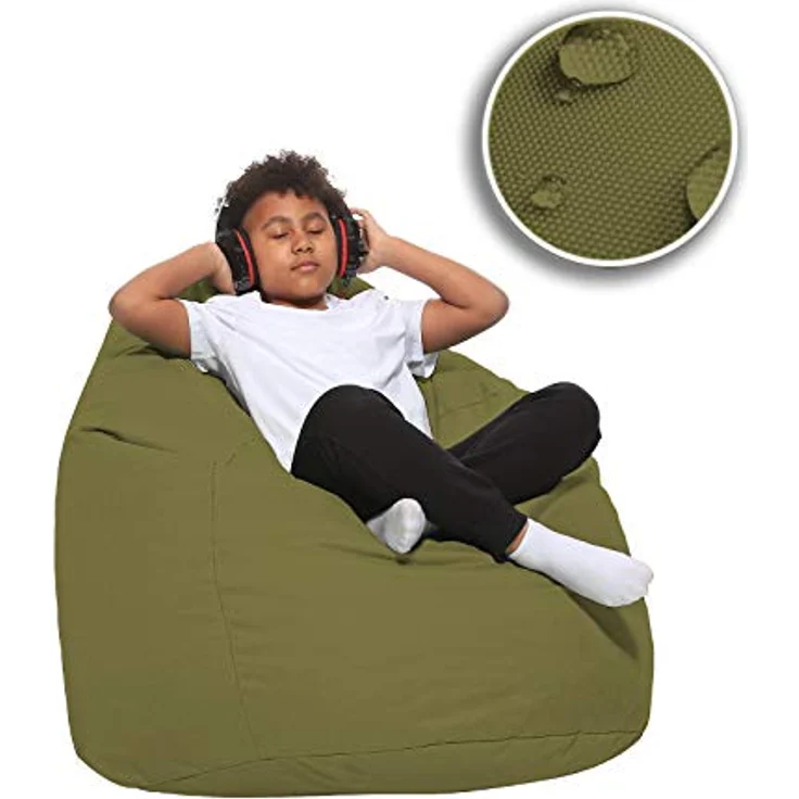 HomeIdeal - Sitzsack XXL Bodenkissen für Erwachsene & Kinder - Geeignet für Gaming oder Entspannen - Indoor wie Outdoor da er Wasserfest ist - mit EPS Perlen, Farbe:Khaki, Größe:XXL – Bild 8
