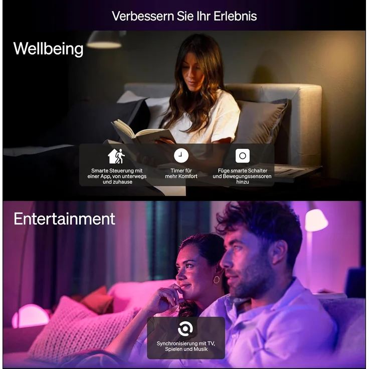 Philips Hue Essential Starter-Set: Bridge + 3 Essential GU10 smarte Lampe + Smart Button, White und Color Ambiance, 2200-6500K, dimmbar, funktioniert mit Alexa, Google Assistant, Apple Home – Bild 7