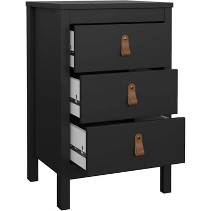 Dmora - Nachttisch Mirabelle, Niedrige Kommode, Tisch, Multifunktionaler Nachttisch, 44x38 h70 cm, Schwarz – Bild 6