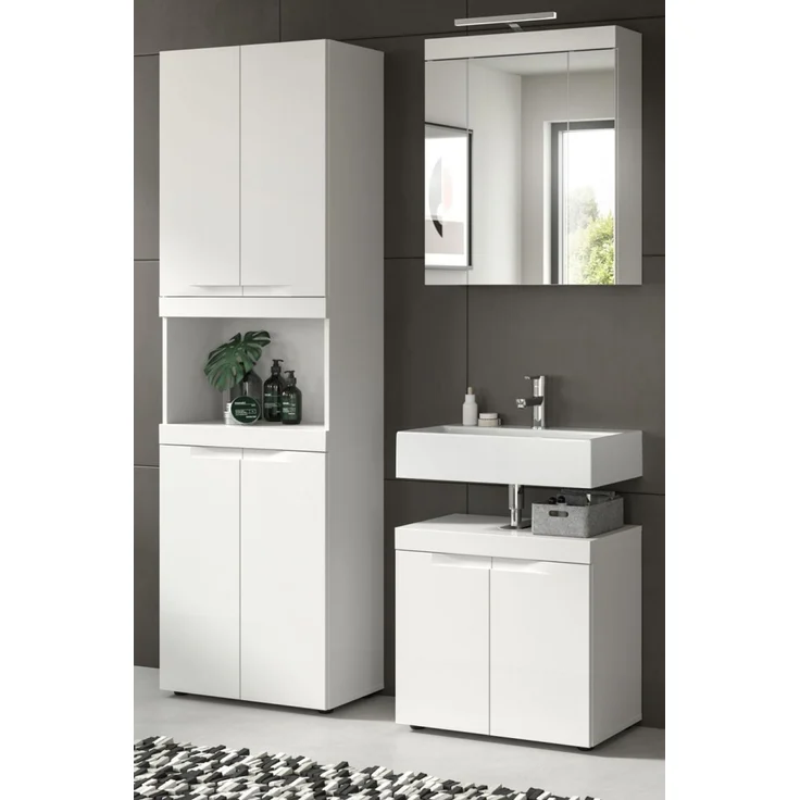 Badmöbel Set in Gusto weiß matt 3-teilig 135 cm – Bild 1