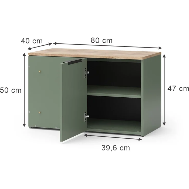 Eckkommode Wido Grün 80 x 50 cm mit Tür Vicco – Bild 2