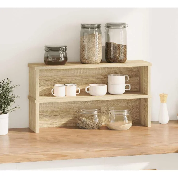 vidaXL Küchenregale Stapelbar 2 Stk. Sonoma-Eiche 50x15x16 cm 860486 – Bild 2