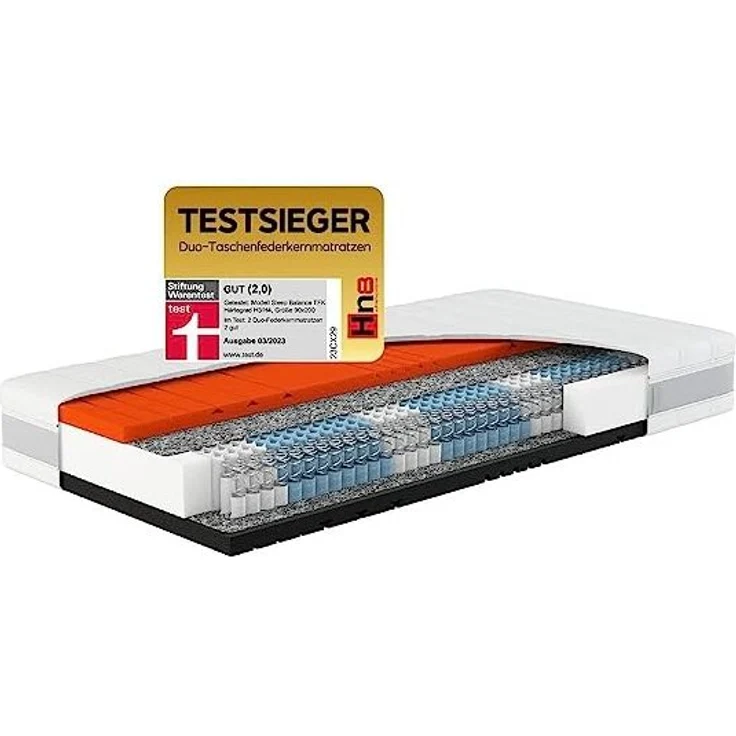 Sleep Balance TFK Testsieger Boxspringmatratze 90x190 cm H3 / H4 – Bild 2