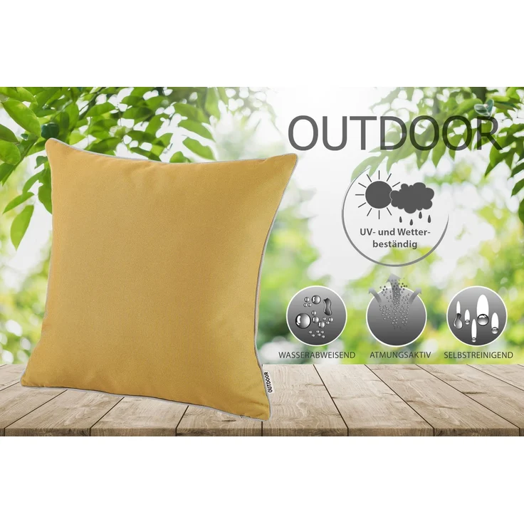 heimtexland ® OUTDOOR Lounge Dekokissen LOTUS EFFEKT wetterfest 45x45 Garten Kissen Outdoorkissen Typ551 dunkelgrau – Bild 2