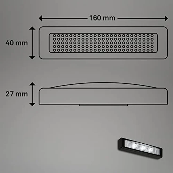 BRILONER Leuchten - LED Push Light, Unterbaulampe, Schrankleuchte, Unterschrankleuchte, Selbstklebend, Schwarz, 2689-035 – Bild 5