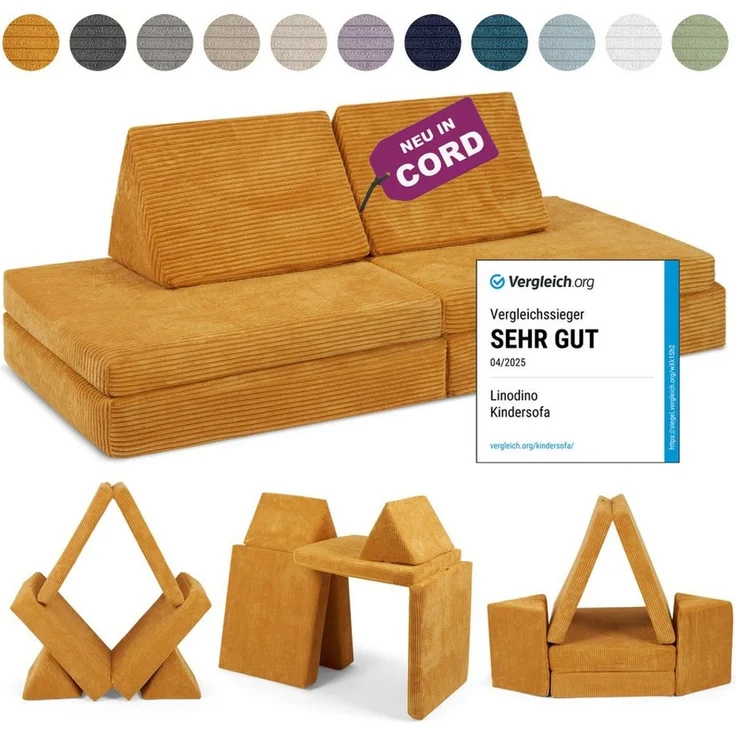 Linodino Kindersofa Spielsofa I aus Schaumstoff Bausteine I Spielcouch für Kinder, 3 Jahre Garantie – Bild 1