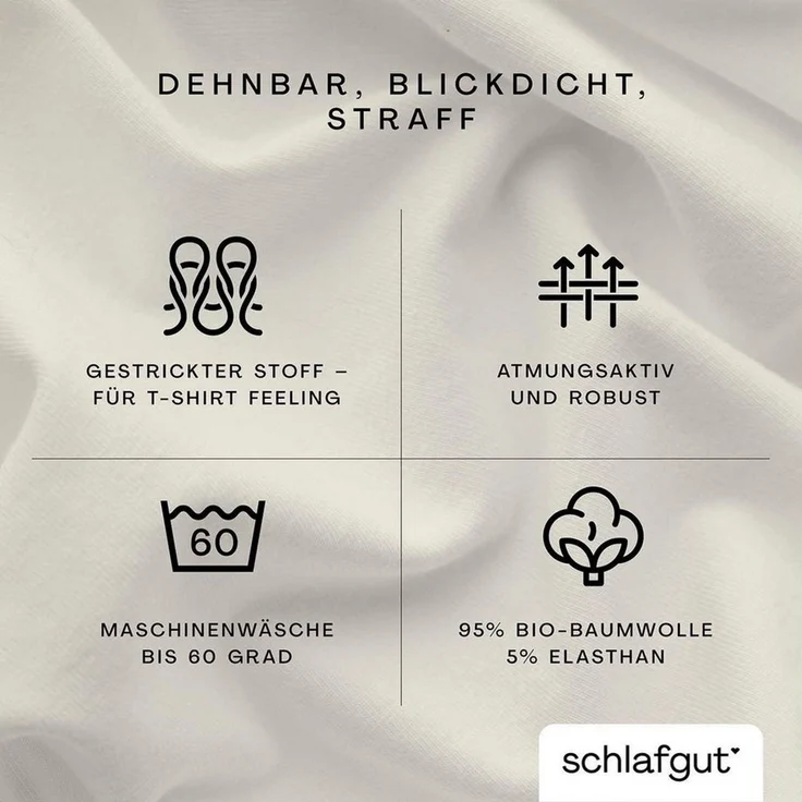 Schlafgut Spannbettlaken PURE BOXSPRING Bio-Baumwolle mit Elasthan, 170 g/m², Bettlaken, Jersey-Elasthan, Gummizug: rundum, (1 Stück), PREMIUM Boxspringbett Laken bis 40 cm Höhe, dehnbar blickdicht, straff – Bild 3