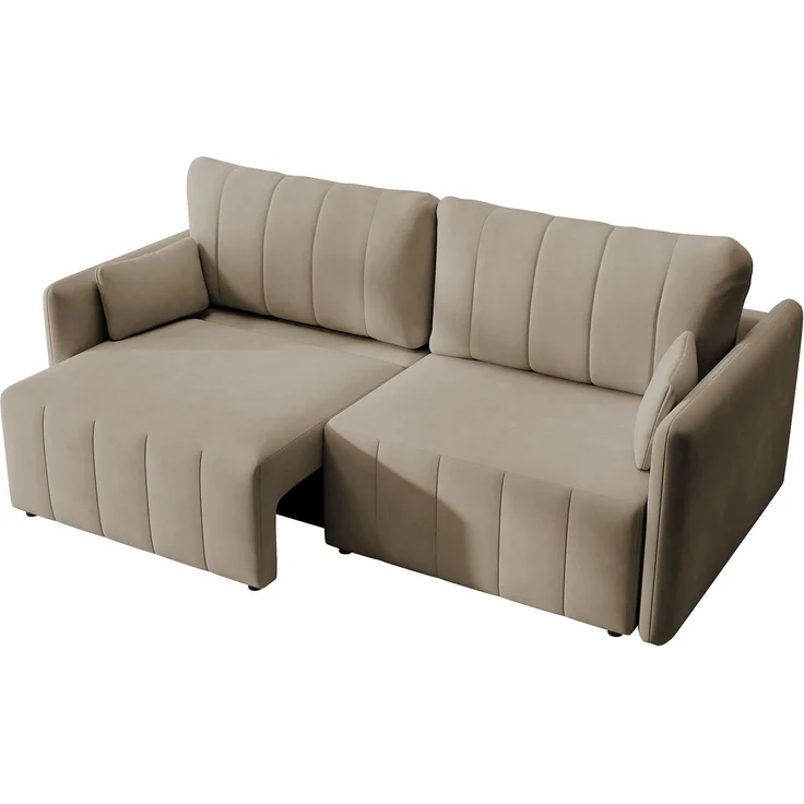 Selsey 'Louisos ' 3-Sitzer Schlafsofa in Samt mit schwarzen Beinen, Beige – Bild 8
