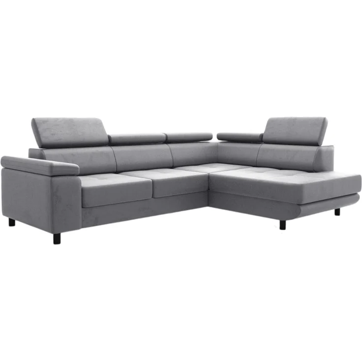 thematys Ecksofa LUNA L 250 x 183 cm, mit Schlaffunktion, mit Bettkasten, mit verstellbaren Kopfstützen, Hellgrau (Monolith 84), Ausrichtung Rechts – Bild 2