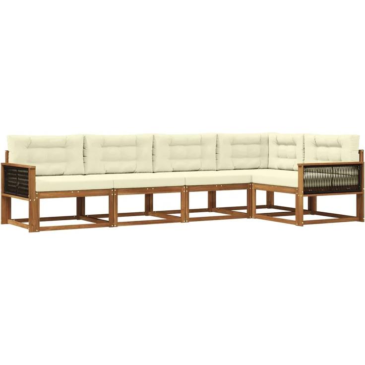 vidaXL Outdoor-Sofagarnitur 5 stk. 5-Sitzer Natur und Creme 3382563 – Bild 2