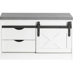 SoBuy FSR153-W Schuhbank, Spanplatte, Melamin, Weiß, 80 x 49 x 30 cm