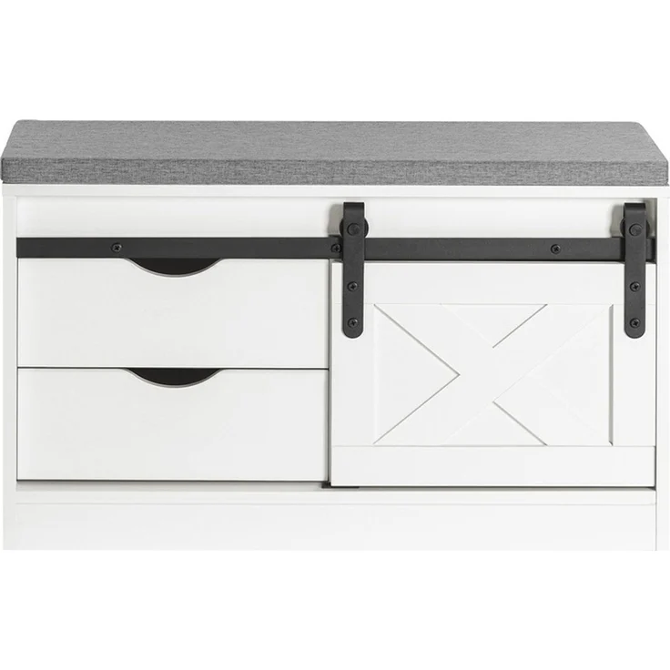SoBuy FSR153-W Schuhbank, Spanplatte, Melamin, Weiß, 80 x 49 x 30 cm – Bild 1